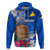 Tokelau Waitangi Hoodie Tropical Flower Tapa Pattern LT03 Pullover Hoodie Blue - Polynesian Pride