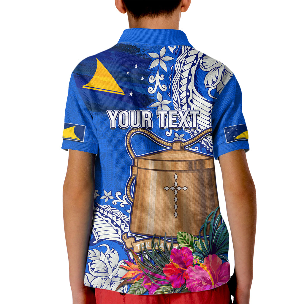 Tokelau Waitangi Kid Polo Shirt Tropical Flower Tapa Pattern LT03 - Polynesian Pride