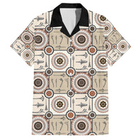 Tukenny Pattern Fijian War Clubs Family Matching Summer Maxi Dress and Hawaiian Shirt LT03 Dad's Shirt - Short Sleeve Beige - Polynesian Pride