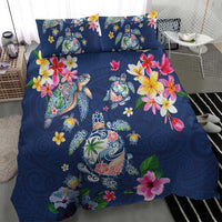 Hawaiian Turtles and Tropical Plants Bedding Set Blue Watercolor