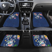 Hawaiian Turtles and Tropical Plants Car Mats Blue Watercolor