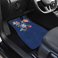 Hawaiian Turtles and Tropical Plants Car Mats Blue Watercolor