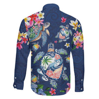 Hawaiian Turtles and Tropical Plants Family Matching Mermaid Dress and Hawaiian Shirt Blue Watercolor LT03 - Polynesian Pride