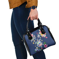 Hawaiian Turtles and Tropical Plants Shoulder Handbag Blue Watercolor