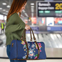 Hawaiian Turtles and Tropical Plants Travel Bag Blue Watercolor