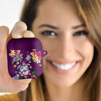 Hawaiian Turtles and Tropical Plants AirPods Case Purple Watercolor