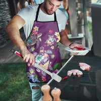 Hawaiian Turtles and Tropical Plants Apron Purple Watercolor