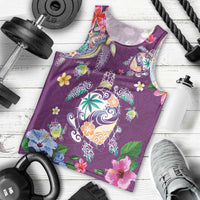 Hawaiian Turtles and Tropical Plants Men Tank Top Purple Watercolor