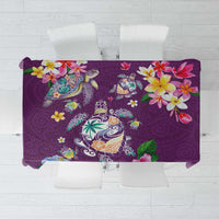 Hawaiian Turtles and Tropical Plants Tablecloth Purple Watercolor