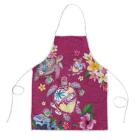 Hawaiian Turtles and Tropical Plants Apron Pink Watercolor