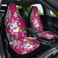 Hawaiian Turtles and Tropical Plants Car Seat Cover Pink Watercolor