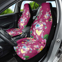 Hawaiian Turtles and Tropical Plants Car Seat Cover Pink Watercolor