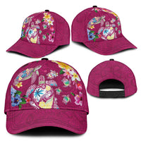 Hawaiian Turtles and Tropical Plants Classic Cap Pink Watercolor
