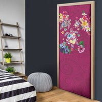 Hawaiian Turtles and Tropical Plants Door Cover Pink Watercolor LT03 - Polynesian Pride