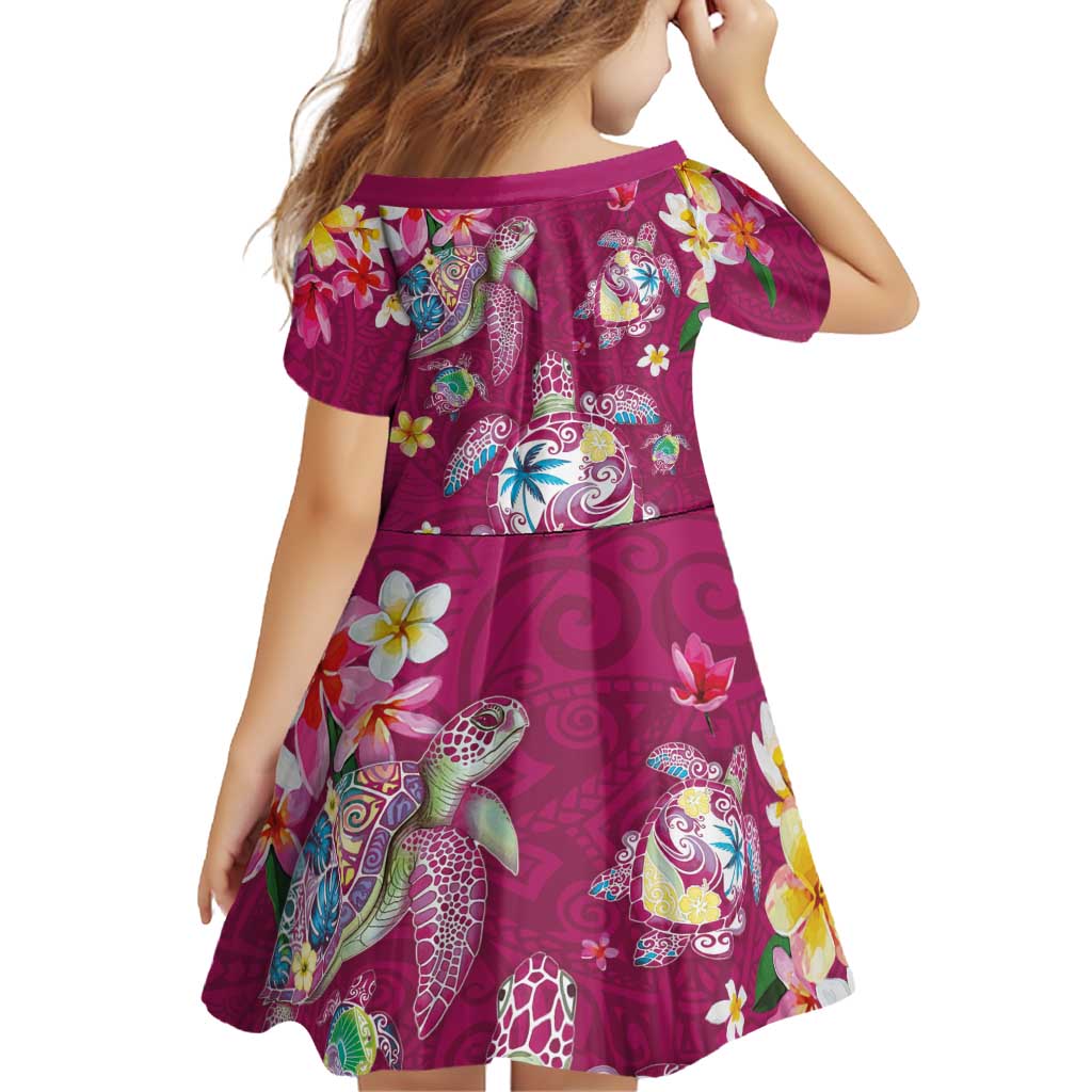Hawaiian Turtles and Tropical Plants Family Matching Tank Maxi Dress and Hawaiian Shirt Pink Watercolor LT03 - Polynesian Pride