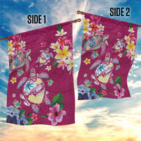 Hawaiian Turtles and Tropical Plants Garden Flag Pink Watercolor