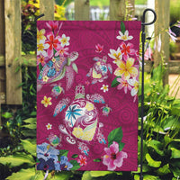 Hawaiian Turtles and Tropical Plants Garden Flag Pink Watercolor