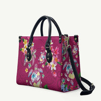 Hawaiian Turtles and Tropical Plants Leather Bag Pink Watercolor