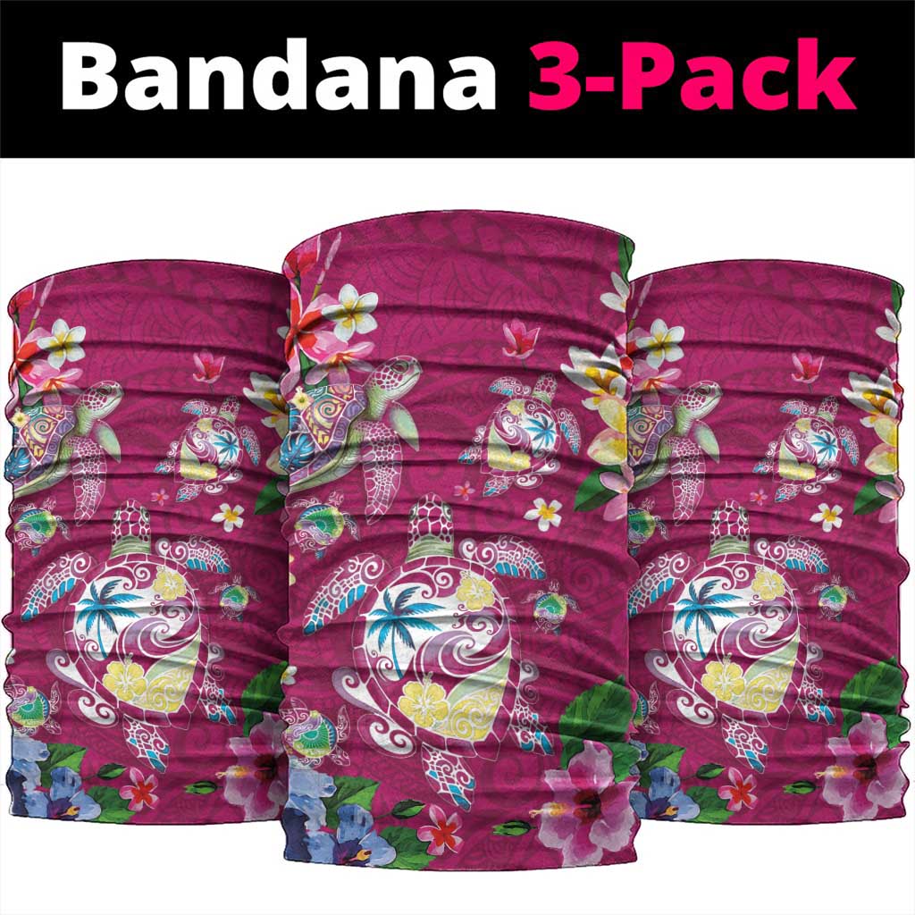 Hawaiian Turtles and Tropical Plants Neck Gaiter Pink Watercolor