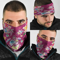 Hawaiian Turtles and Tropical Plants Neck Gaiter Pink Watercolor