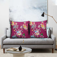 Hawaiian Turtles and Tropical Plants Pillow Cover Pink Watercolor
