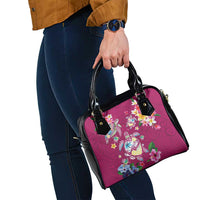 Hawaiian Turtles and Tropical Plants Shoulder Handbag Pink Watercolor