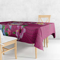 Hawaiian Turtles and Tropical Plants Tablecloth Pink Watercolor