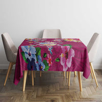 Hawaiian Turtles and Tropical Plants Tablecloth Pink Watercolor