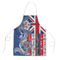 Hawaiian Manta Ray and Turtle Tribal Tattoo Apron With Hawaii Flag and Flowers