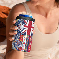 Hawaiian Manta Ray and Turtle Tribal Tattoo 4 in 1 Can Cooler Tumbler With Hawaii Flag and Flowers LT03 - Polynesian Pride