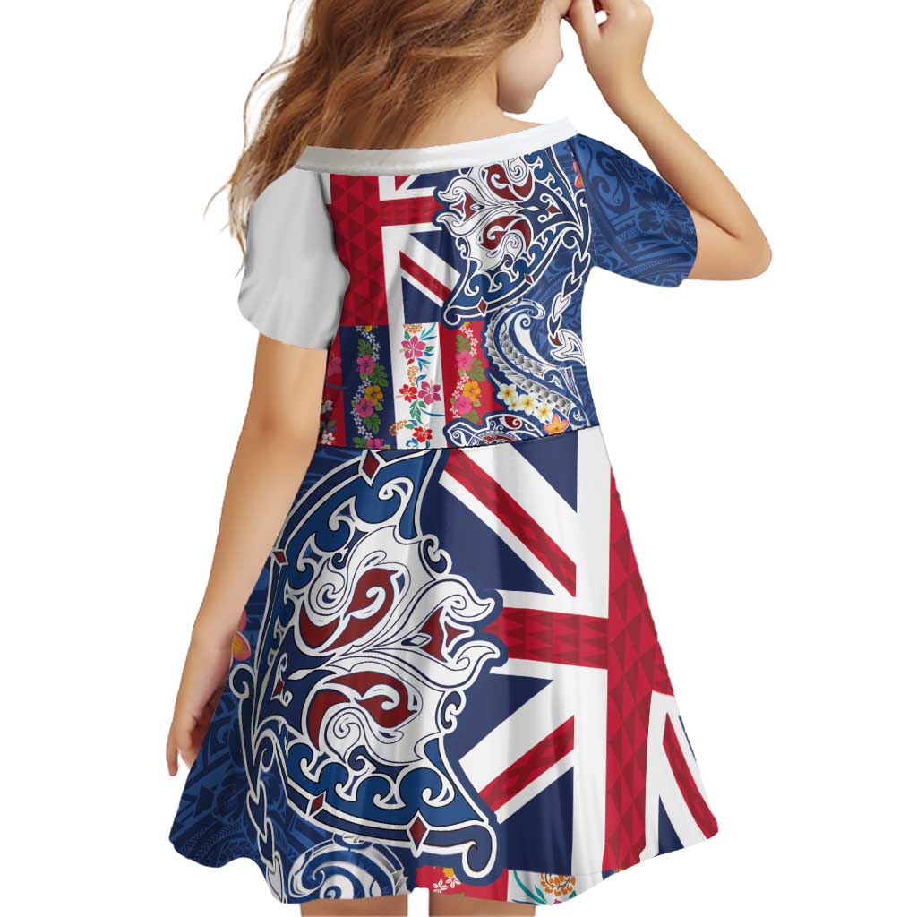 Hawaiian Manta Ray and Turtle Tribal Tattoo Family Matching Summer Maxi Dress and Hawaiian Shirt With Hawaii Flag and Flowers LT03 - Polynesian Pride