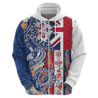 Hawaiian Manta Ray and Turtle Tribal Tattoo Hoodie With Hawaii Flag and Flowers