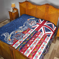 Hawaiian Manta Ray and Turtle Tribal Tattoo Quilt With Hawaii Flag and Flowers