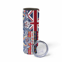 Hawaiian Manta Ray and Turtle Tribal Tattoo Skinny Tumbler With Hawaii Flag and Flowers LT03 - Polynesian Pride