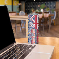 Hawaiian Manta Ray and Turtle Tribal Tattoo Skinny Tumbler With Hawaii Flag and Flowers LT03 - Polynesian Pride