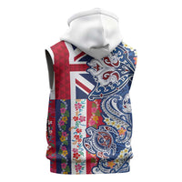 Hawaiian Manta Ray and Turtle Tribal Tattoo Sleeveless Zip Hoodie With Hawaii Flag and Flowers LT03 - Polynesian Pride