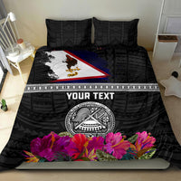 Personalized American Samoa Flag Day Bedding Set Tanoa and Fue mix Hibiscus Flower Polynesian Pattern