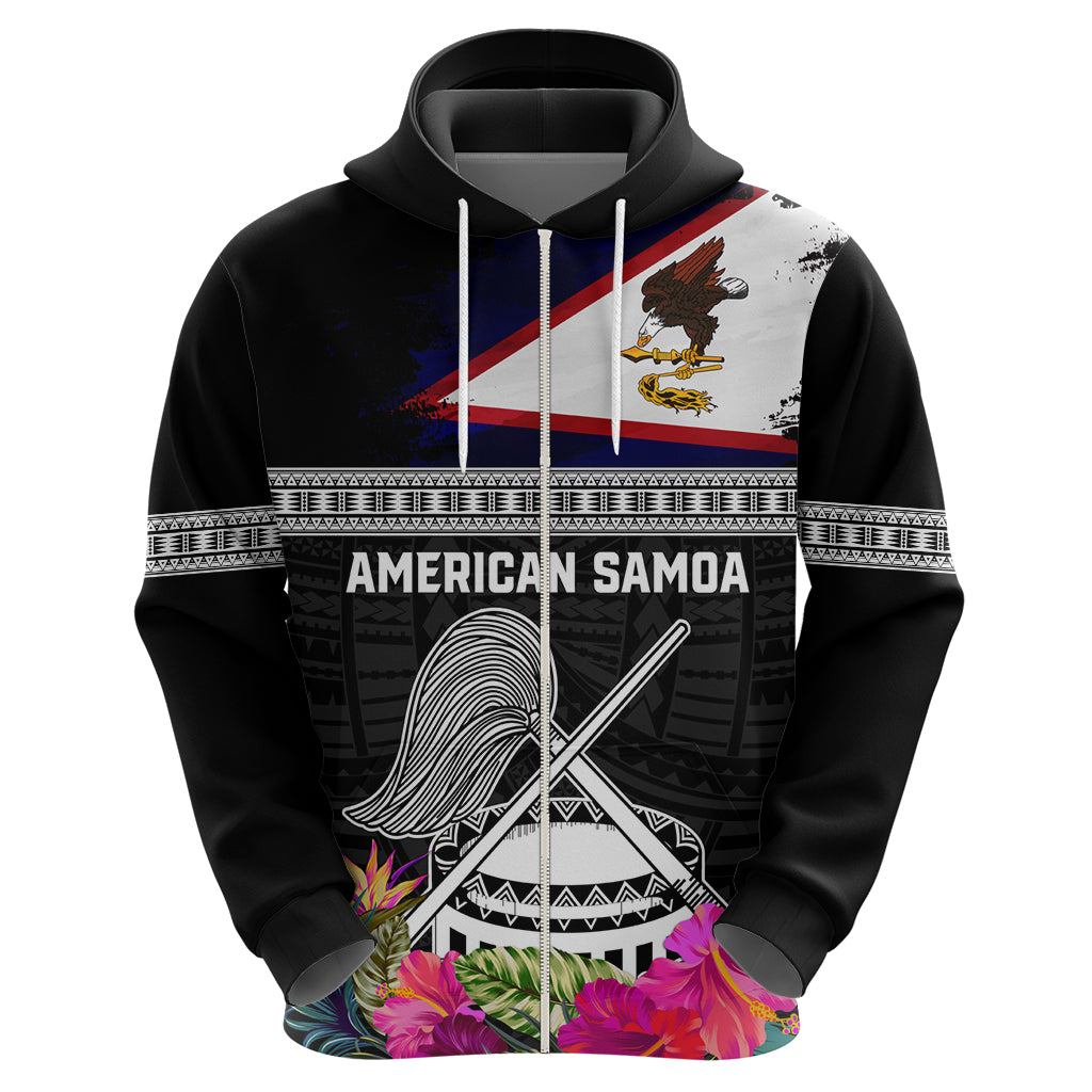 Personalized American Samoa Flag Day Hoodie Tanoa and Fue mix Hibiscus Flower Polynesian Pattern