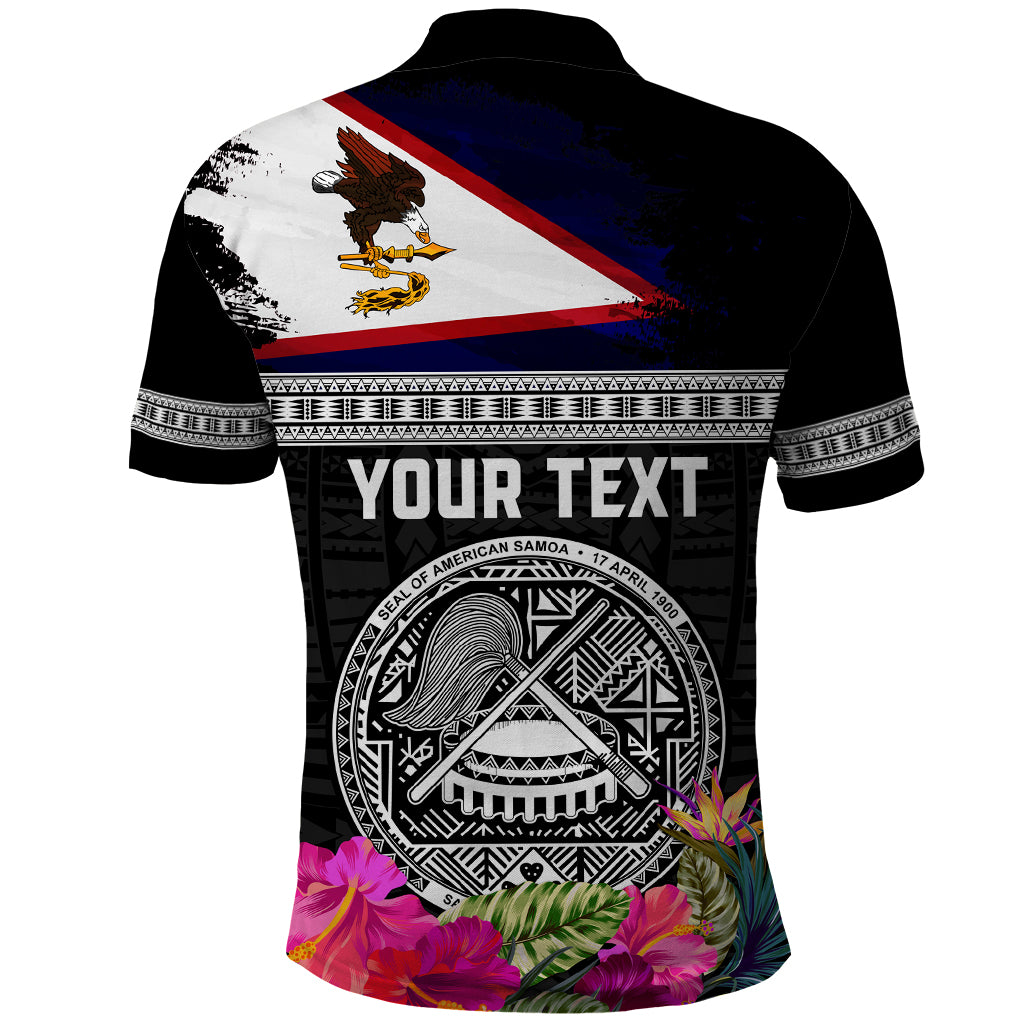 Personalized American Samoa Flag Day Polo Shirt Tanoa and Fue mix Hibiscus Flower Polynesian Pattern