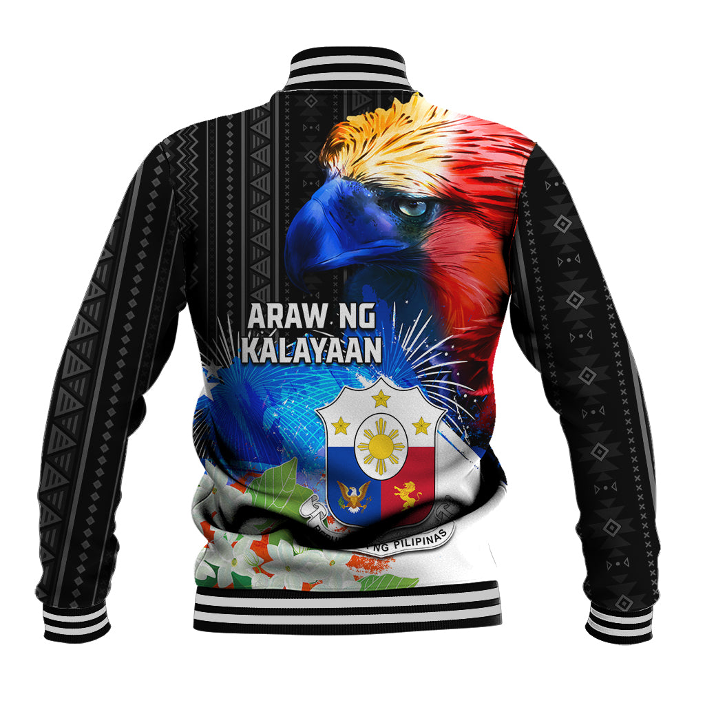 Philippines Independence Day Baseball Jacket Philippines Eagle and Sampaguita Jasmine Yakan Tribal