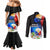 Philippines Independence Day Couples Matching Mermaid Dress and Long Sleeve Button Shirt Philippines Eagle and Sampaguita Jasmine Yakan Tribal