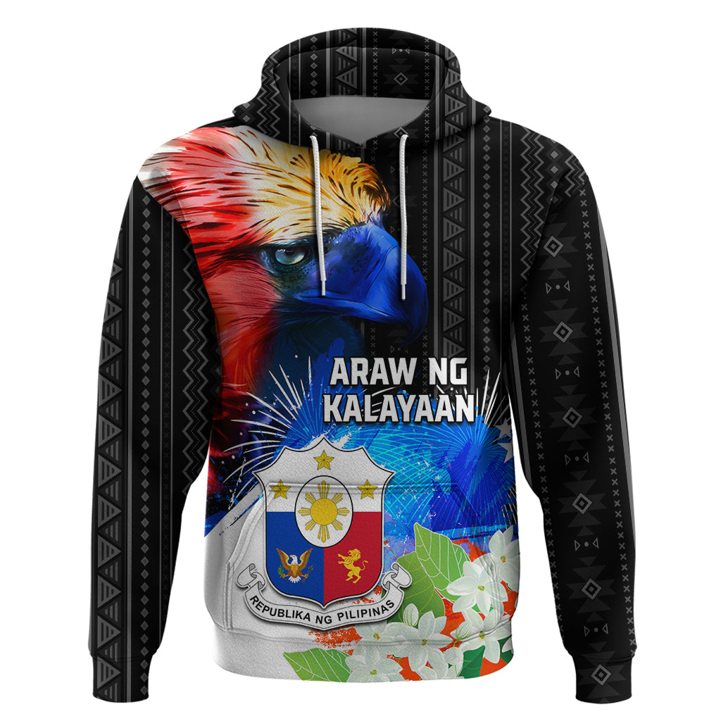 Philippines Independence Day Hoodie Philippines Eagle and Sampaguita Jasmine Yakan Tribal