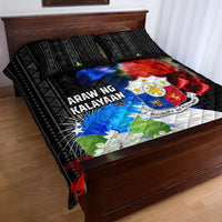 Philippines Independence Day Quilt Bed Set Philippines Eagle and Sampaguita Jasmine Yakan Tribal