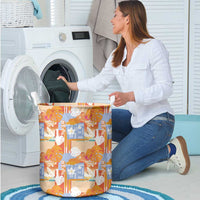 Hawaiian and Japanese Culture Together Laundry Basket Palaka Japanese Art and Tropical Motif Tribal Patchwork
