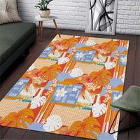 Hawaiian and Japanese Culture Together Area Rug Palaka Japanese Art and Tropical Motif Tribal Patchwork LT03 Multicolor - Polynesian Pride