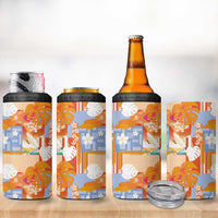 Hawaiian and Japanese Culture Together 4 in 1 Can Cooler Tumbler Palaka Japanese Art and Tropical Motif Tribal Patchwork LT03 - Polynesian Pride