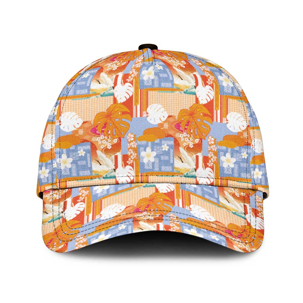 Hawaiian and Japanese Culture Together Classic Cap Palaka Japanese Art and Tropical Motif Tribal Patchwork