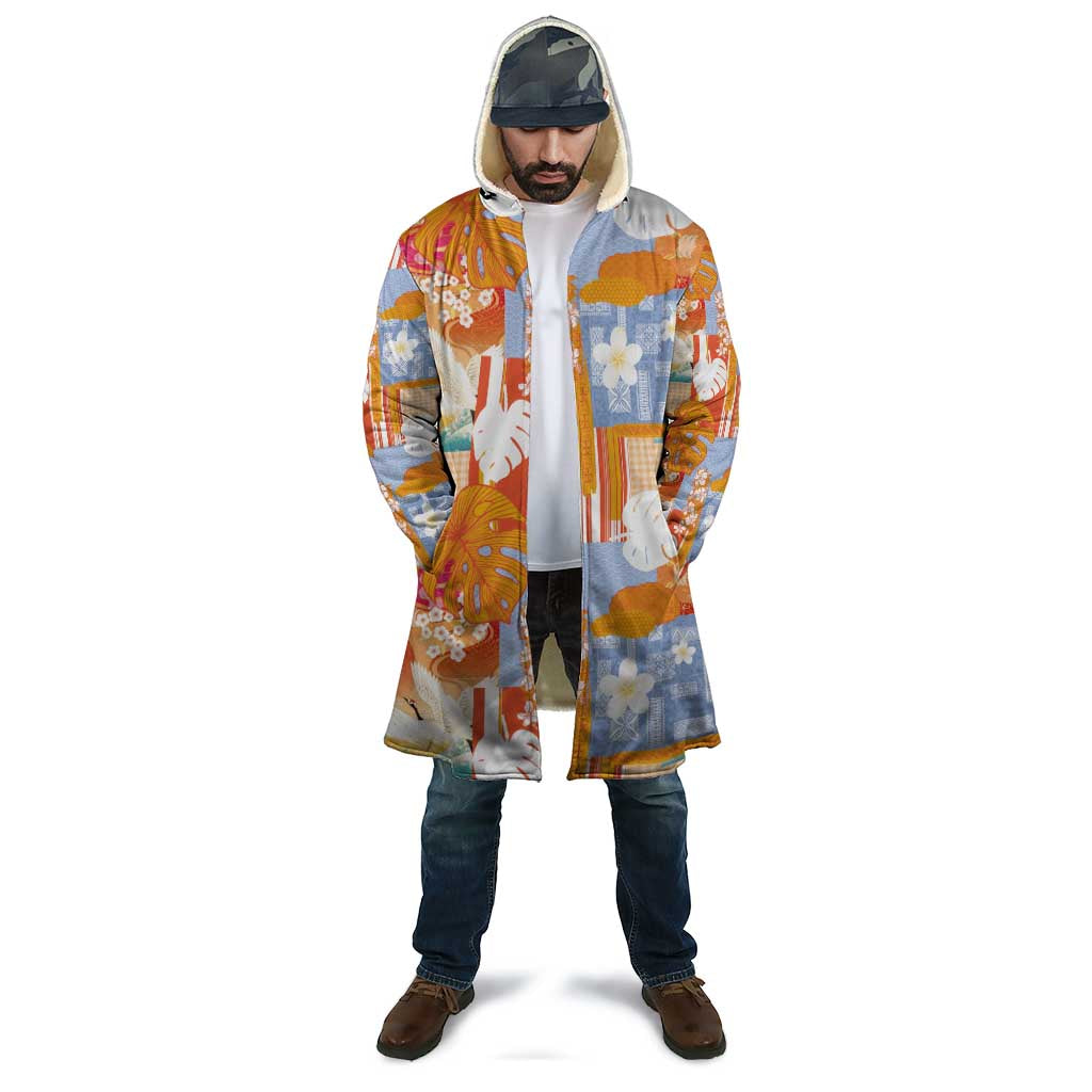 Hawaiian and Japanese Culture Together Cloak Palaka Japanese Art and Tropical Motif Tribal Patchwork LT03 - Polynesian Pride