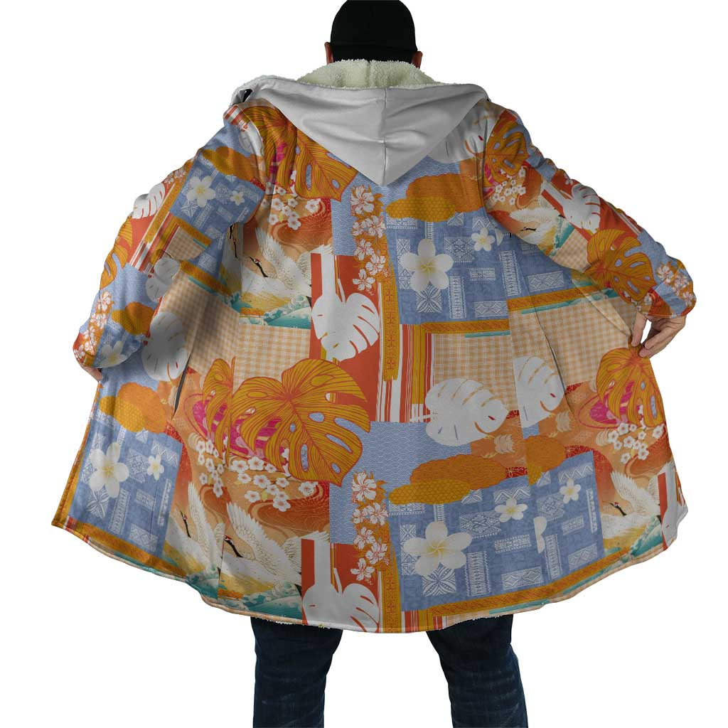 Hawaiian and Japanese Culture Together Cloak Palaka Japanese Art and Tropical Motif Tribal Patchwork LT03 - Polynesian Pride