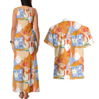 Hawaiian and Japanese Culture Together Couples Matching Tank Maxi Dress and Hawaiian Shirt Palaka Japanese Art and Tropical Motif Tribal Patchwork LT03 - Polynesian Pride
